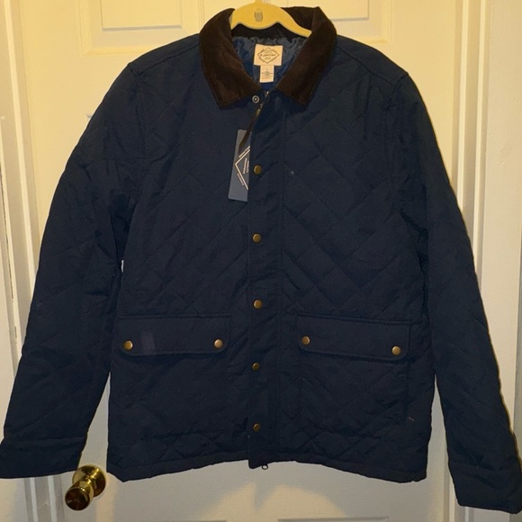 St John's Bay Menswear Quilted Jacket Corduroy Collar Warm Classic Coat - Picture 1 of 6